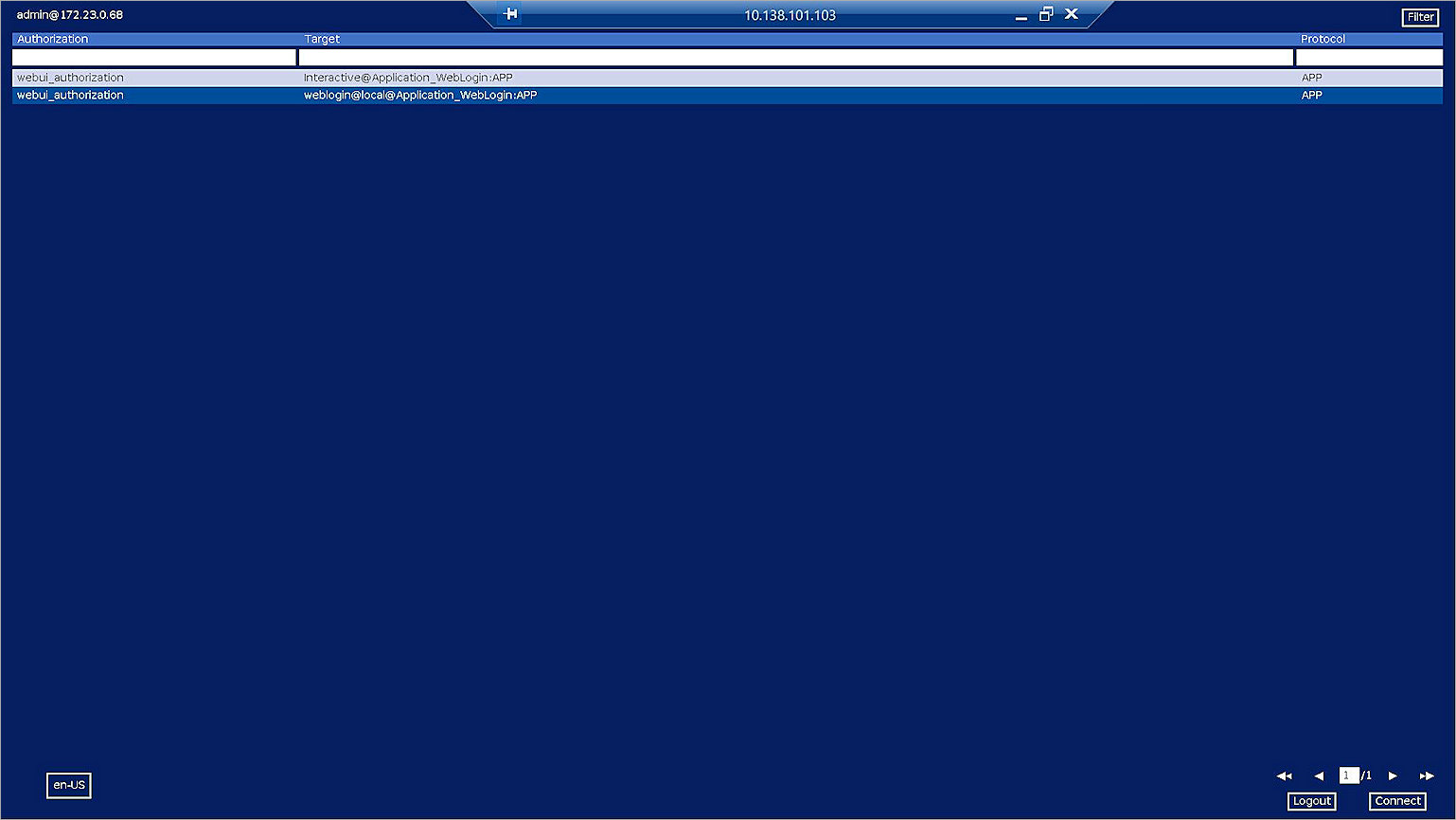 Screen shot of the Web UI login